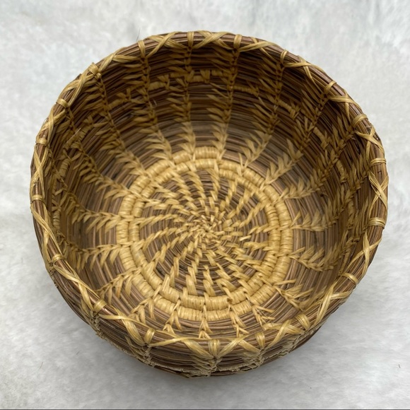 Vintage Mini 4” Round Wicker Basket Wall Art Boho